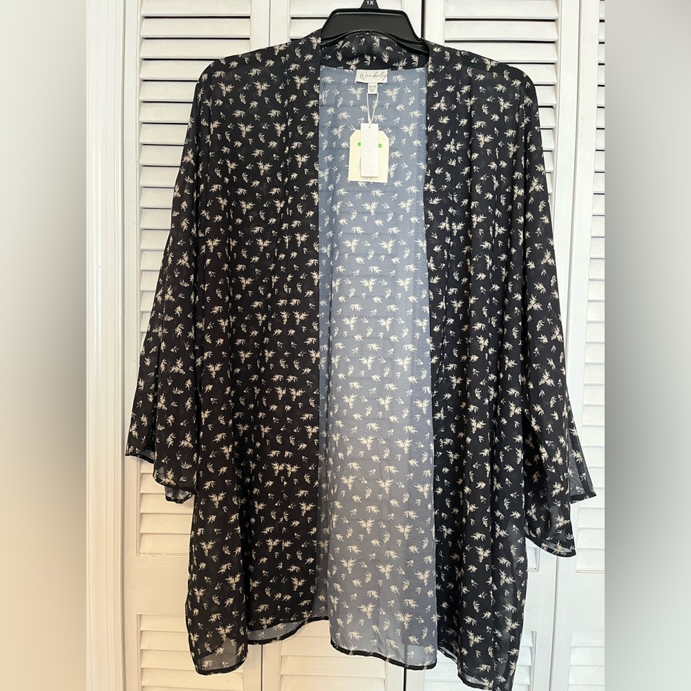 NWT Women’s Wonderly Plus Kimono Open Jacket Thin Polyester Sz 3X-4X MSRP $52